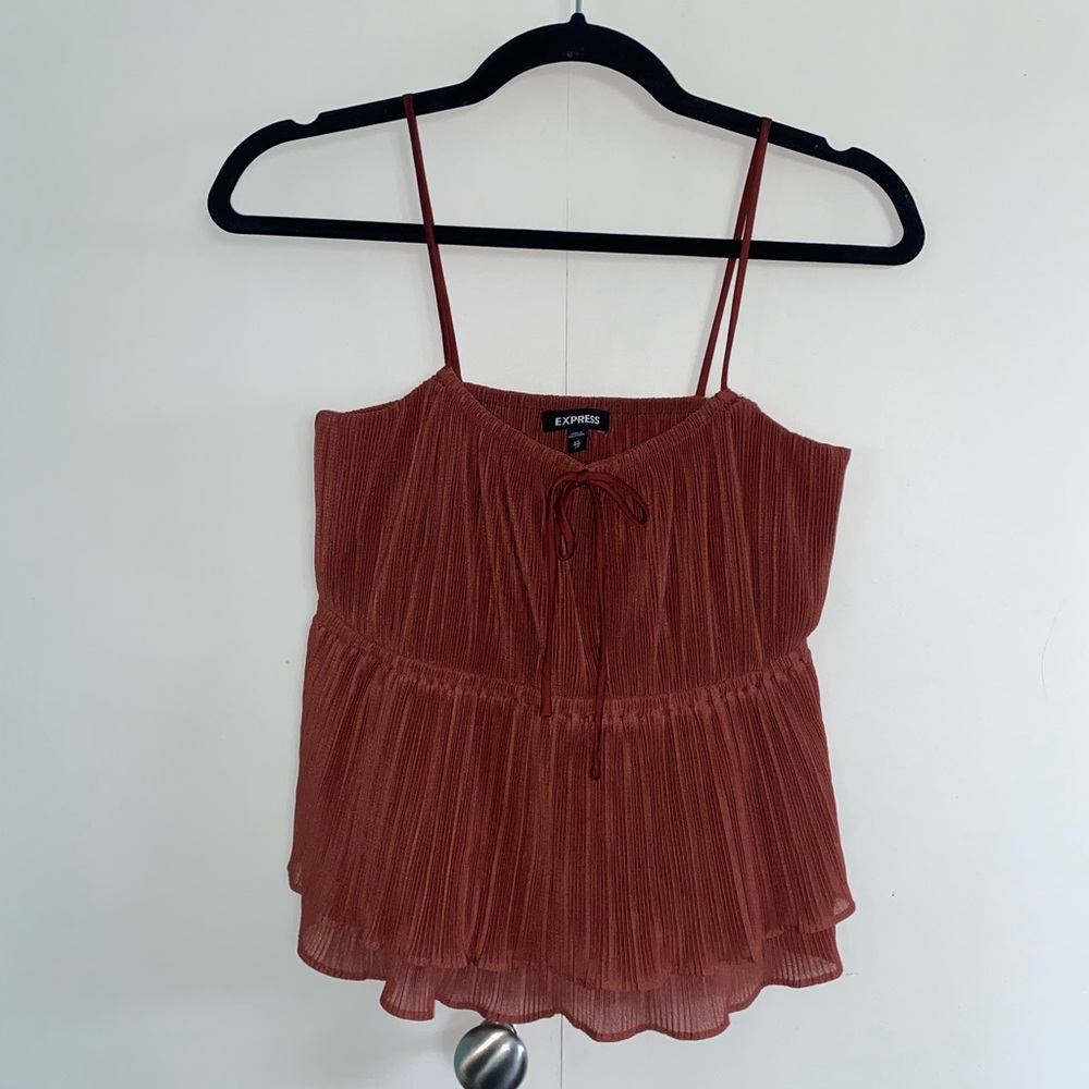 Express Rust-Colored Pleated Tank Top Size XS